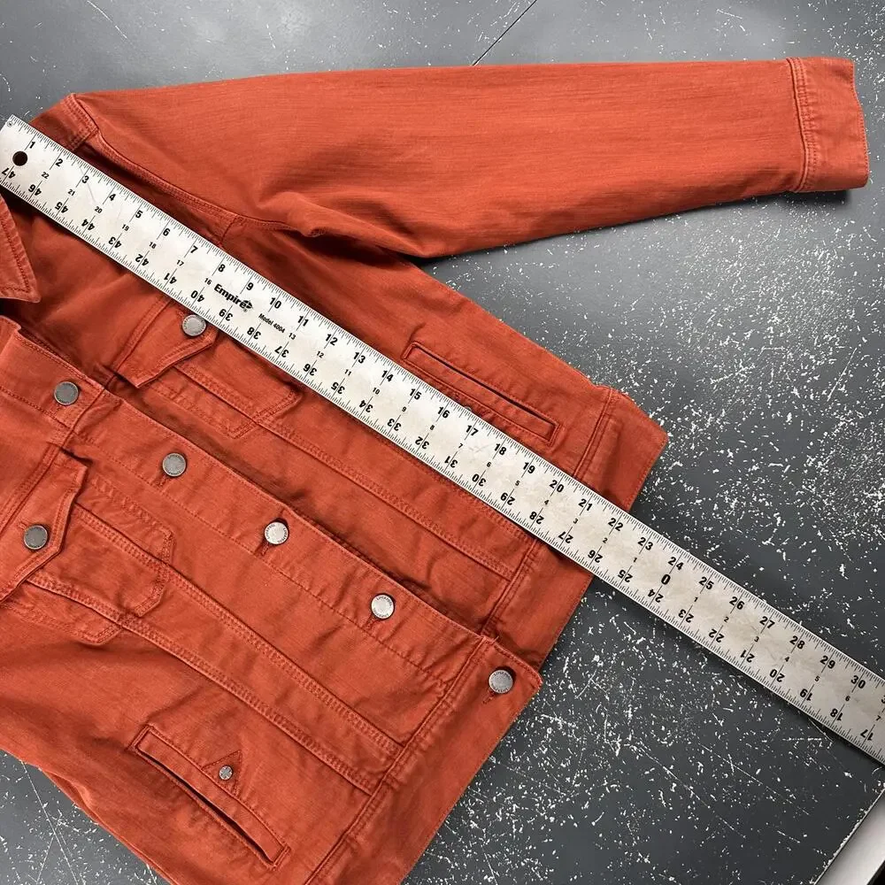 Liverpool Denim Jacket Womens Medium Rust Burnt Orange Trucker Soft Stretchy EUC - Picture 5 of 7
